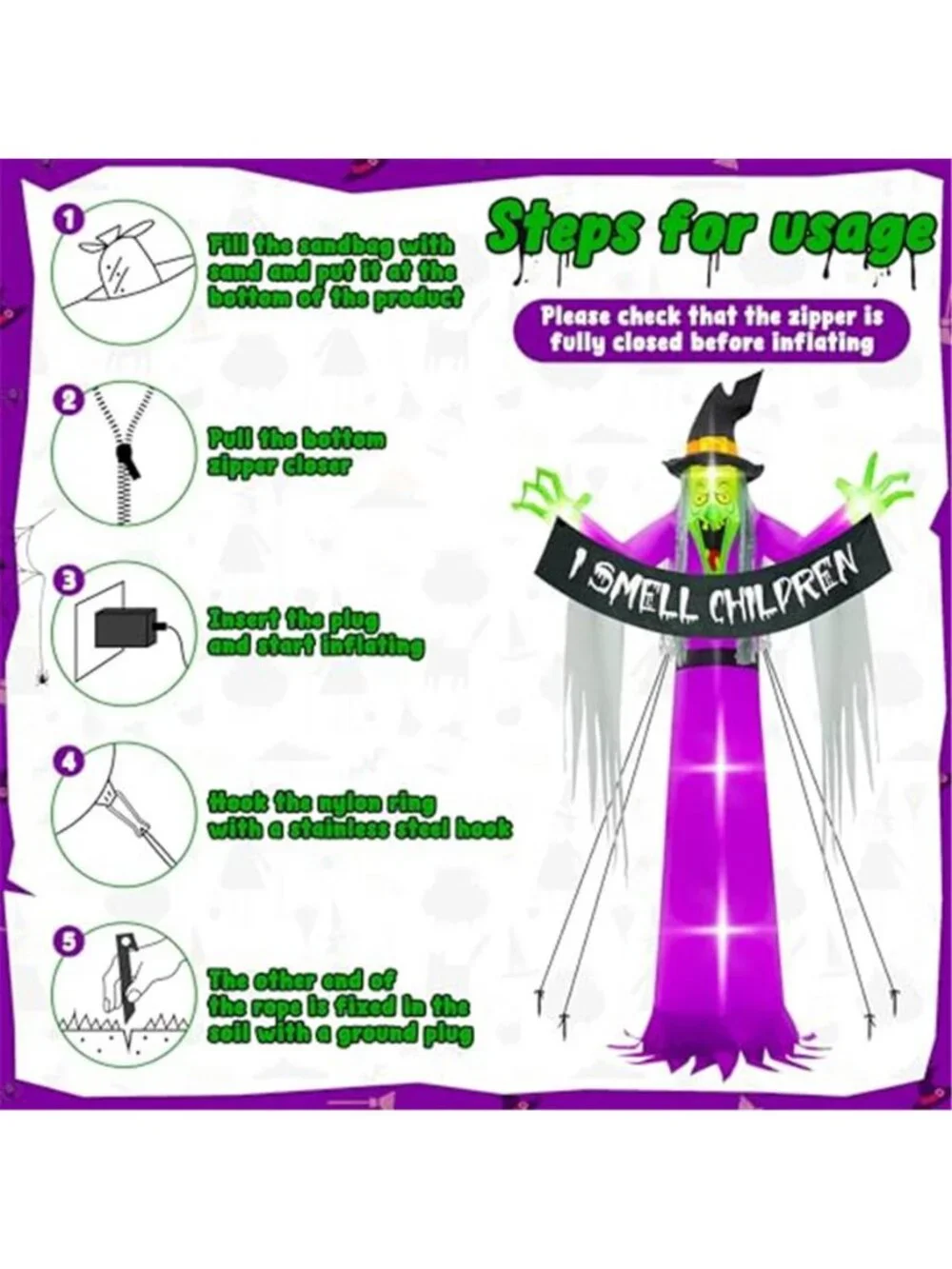 13FT Halloween Outdoor Inflatables, Large Scary Blow Up Witch Yard Decor